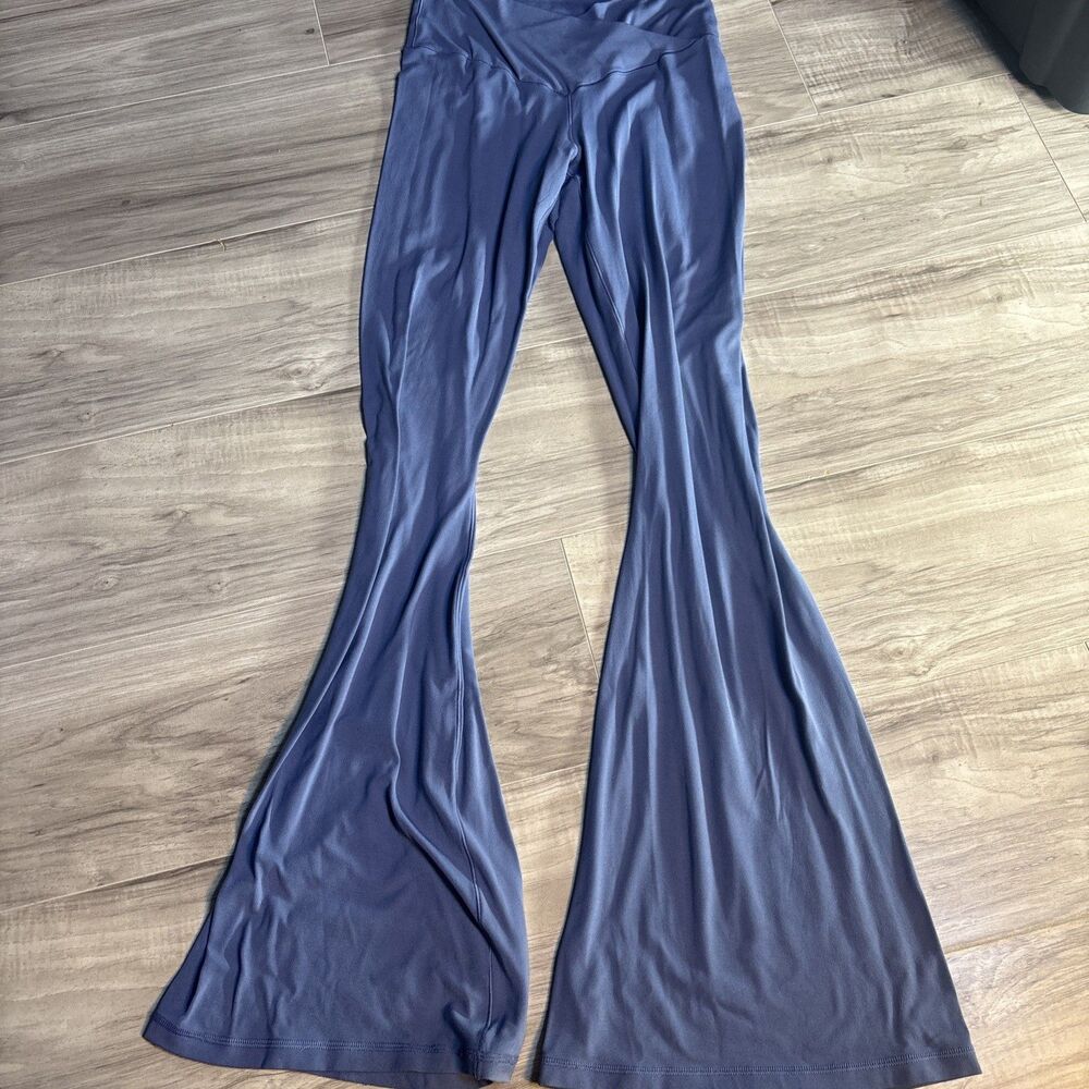 Aerie Offline Blue Purple Foldover Ultra Flare Stretch Pants Yoga Size Large